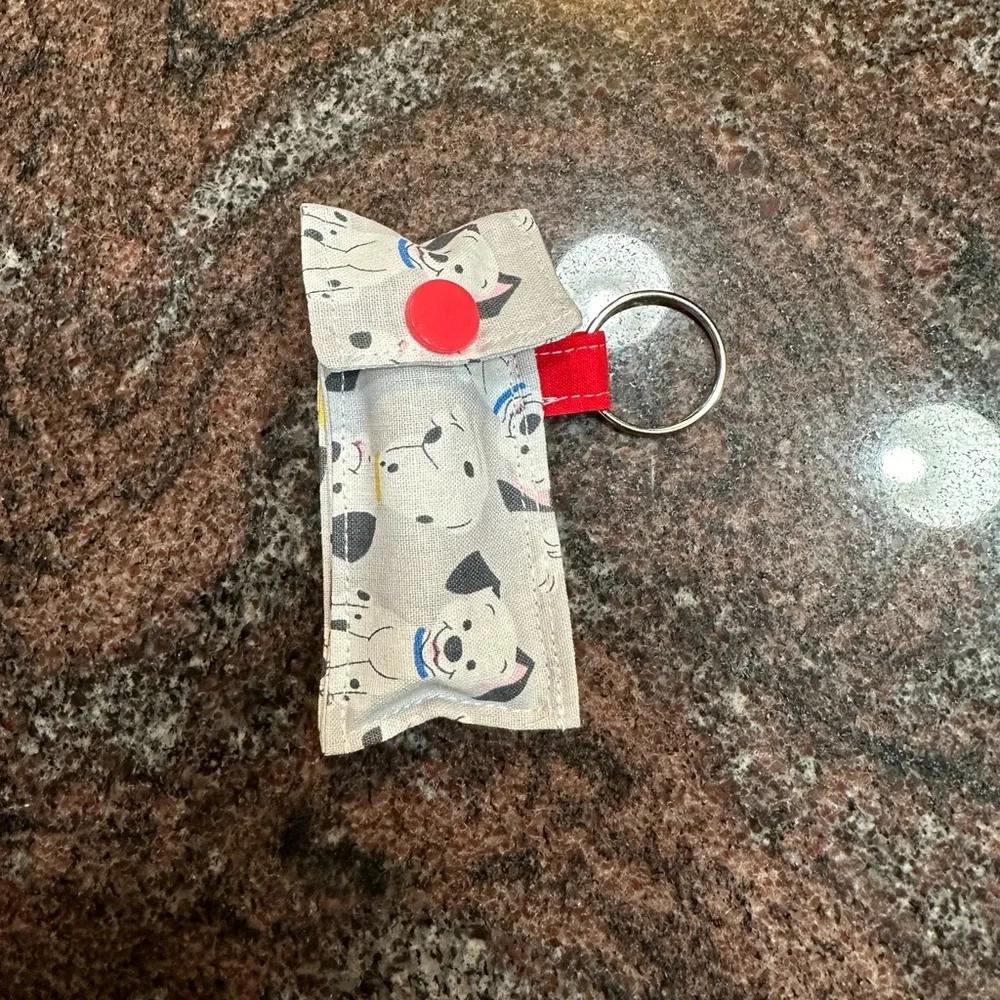 Handmade lip balm holder keychain- 101 Dalmatians